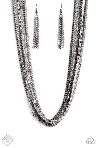 Troublemaker Trove Black Rhinestone Necklace Paparazzi