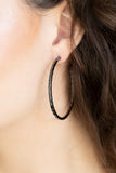 Paparazzi Totally Throwback Black Hoop Earring Gunmetal Large Big