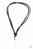 PAPARAZZI ACCESSORIES Kryptonite White Urban Necklace Mens Leather