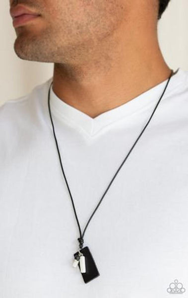 PAPARAZZI ACCESSORIES Explorer Edge White Urban Necklace Mens Leather