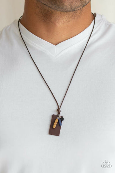 PAPARAZZI ACCESSORIES Mountain Scout Black Urban Necklace Mens Leather