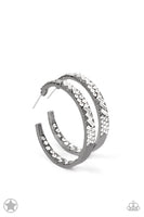 GLITZY By Association - Gunmetal Bling Hoops earrings Paparrazi Accessories