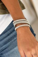 Paparazzi Accessories Bracelet Rollin In Rhinestones Silver Wrap