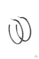 Paparazzi Totally Throwback Black Hoop Earring Gunmetal Large Big