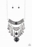 Paparazzi Accessories Sahara Royal Black Necklace Silver Tribal