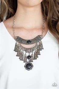 Paparazzi Accessories Sahara Royal Black Necklace Silver Tribal