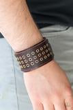 Paparazzi Accessories Road Rage Brown Leather Urban Snap Bracelet mens