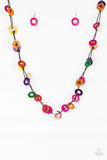 Paparazzi Waikiki Woods Necklace Multi Color Pink Green Orange Gold