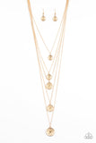 Paparazzi Medallion Marvel Gold Necklace Long Layered