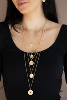 Paparazzi Medallion Marvel Gold Necklace Long Layered