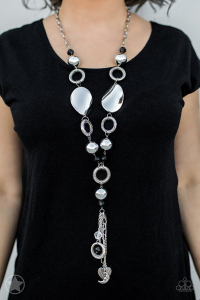 Paparazzi Total Eclipse of the Heart Moon Charm Necklace Silver