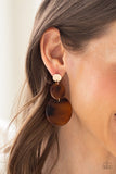 Miami Mariner - Paparazzi Accessories Gold Brown Acrylic Post Earrings