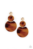 Miami Mariner - Paparazzi Accessories Gold Brown Acrylic Post Earrings
