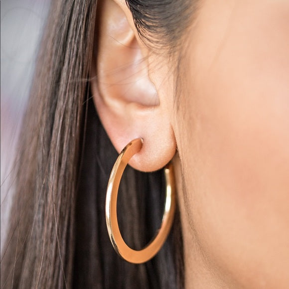 Paparazzi Accessories Be All Bright Gold Hoop Earring Flat