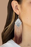 Paparazzi Dip In Brown Earring Fringe Silver Ombre Two-Tone Tan