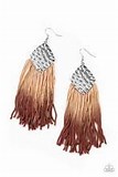 Paparazzi Dip In Brown Earring Fringe Silver Ombre Two-Tone Tan