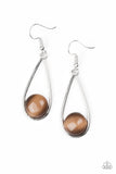 Paparazzi Over the Moon Brown Earring Silver Teardrop Moonstone