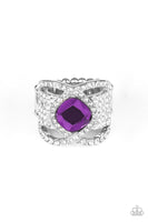 Paparazzi Accessories Tripe Crown Twinkle Purple Ring Bling Silver
