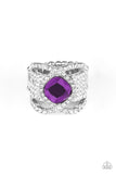 Paparazzi Accessories Tripe Crown Twinkle Purple Ring Bling Silver