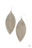 Paparazzi Accessories NATURALLY BEAUTIFUL - SILVER LEATHER Earrings Leaf