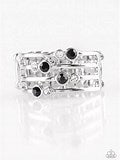 Paparazzi Accessories Sparkle Showdown Black Ring Silver Bling