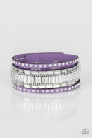 Paparazzi Rock Start Rocker Purple Rhinestone Suede Wrap Bracelet