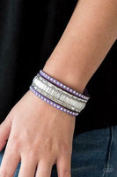 Paparazzi Rock Start Rocker Purple Rhinestone Suede Wrap Bracelet