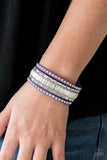 Paparazzi Rock Start Rocker Purple Rhinestone Suede Wrap Bracelet