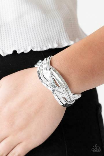 Paparazzi Accessories Looking For Trouble White Silver Wrap Bling Bracelet