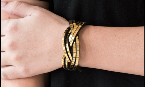 Paparazzi Accessories Looking For Trouble Black Gold Wrap Bling Bracelet