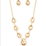 Paparazzi Socialite Social Gold Necklace Golden Bling Teardrop